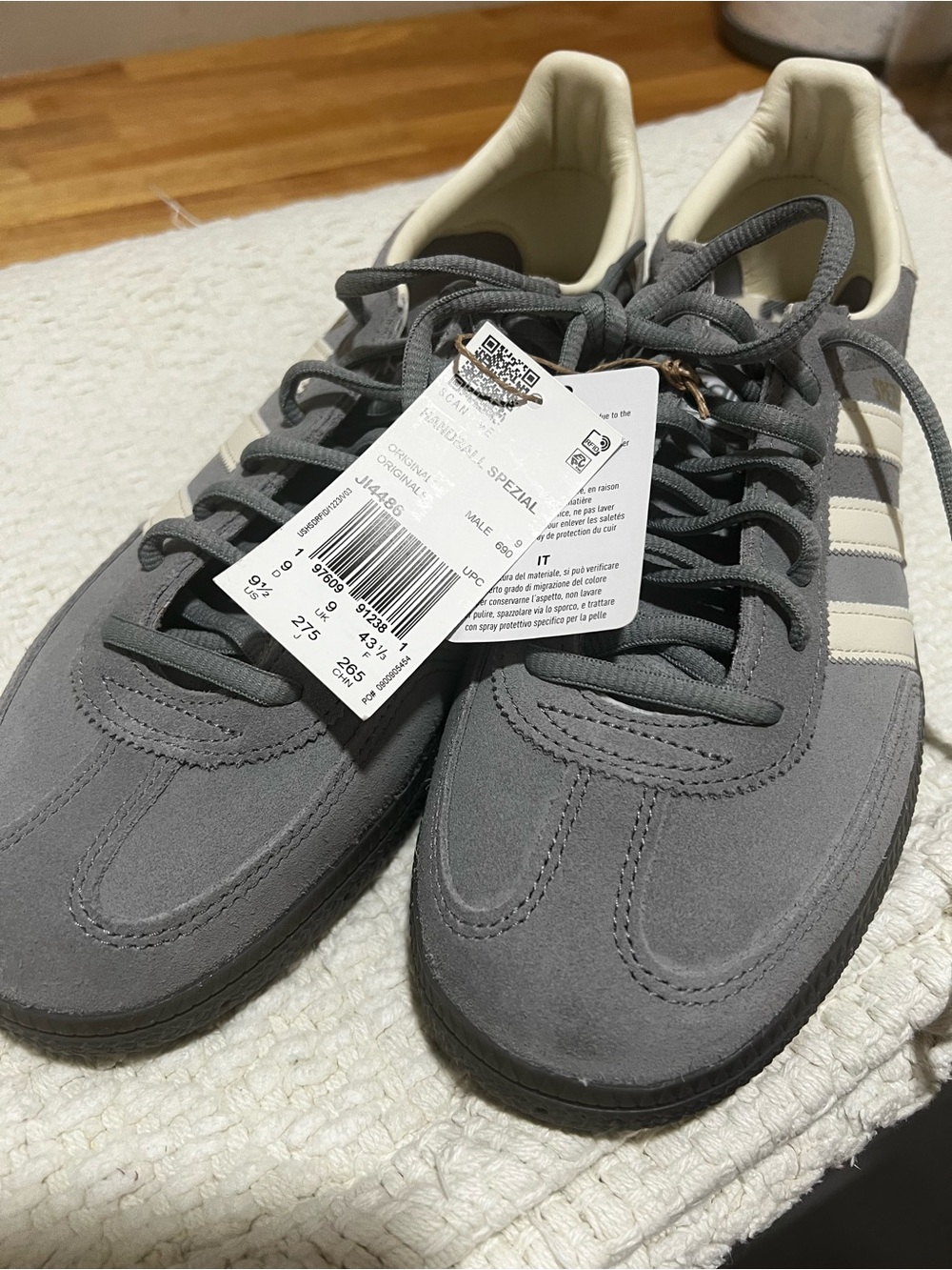 adidas Men’s Handball Spezial Suede Sneakers — Gray/Cream